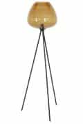 Vloerlamp driepoot Ø42x146 cm Mayson glas bruin-mat zwart