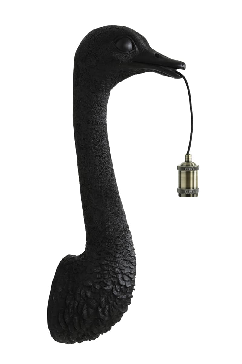 Wandlamp 25x19x72 cm Ostrich mat zwart