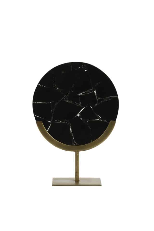 rnament op voet 25x11x35 cm Gouya zwart agaat+antiek brons