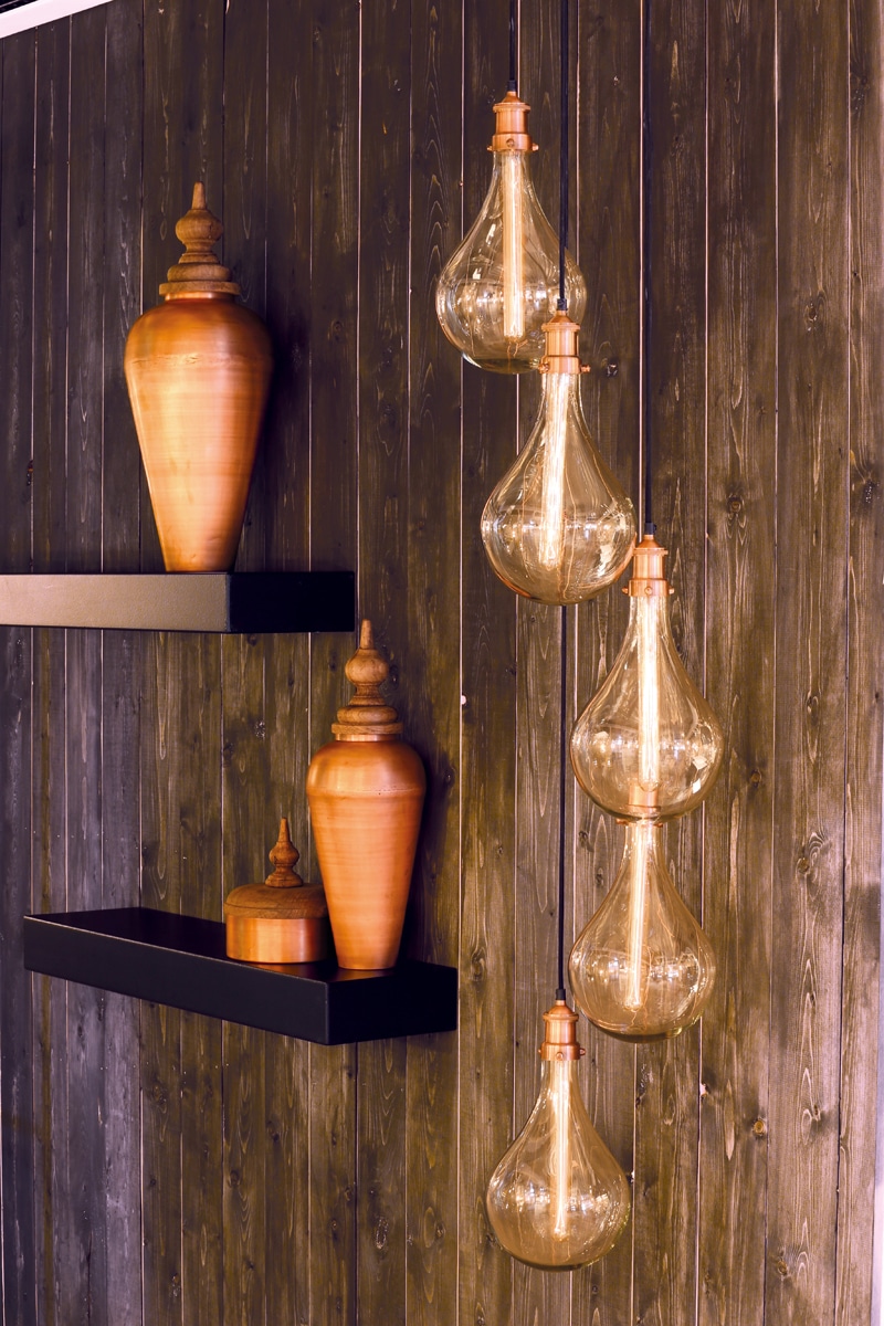 Hanglamp 5L Ø30x190 cm Quirina glas antiek koper