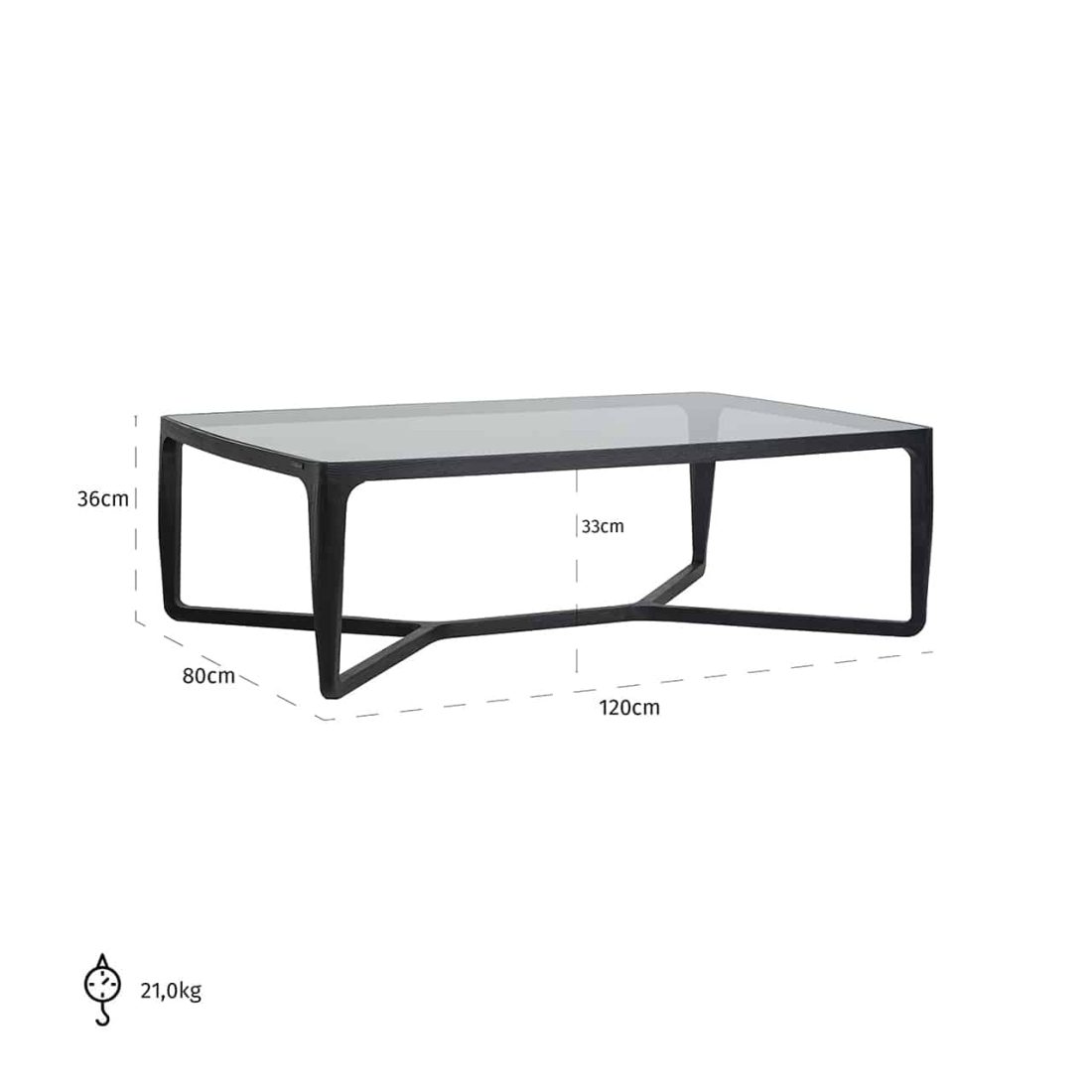 Richmond Interiors Salontafel Monfort 120x80x36 Cm Essen