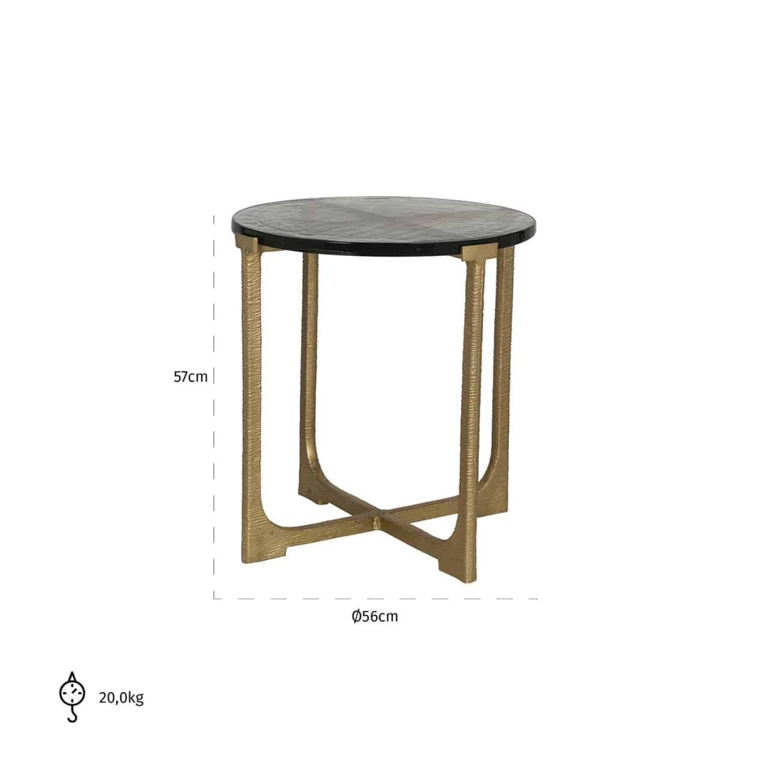 Richmond Interiors Bijzettafel Vixen 56x56x57 Cm Aluminium