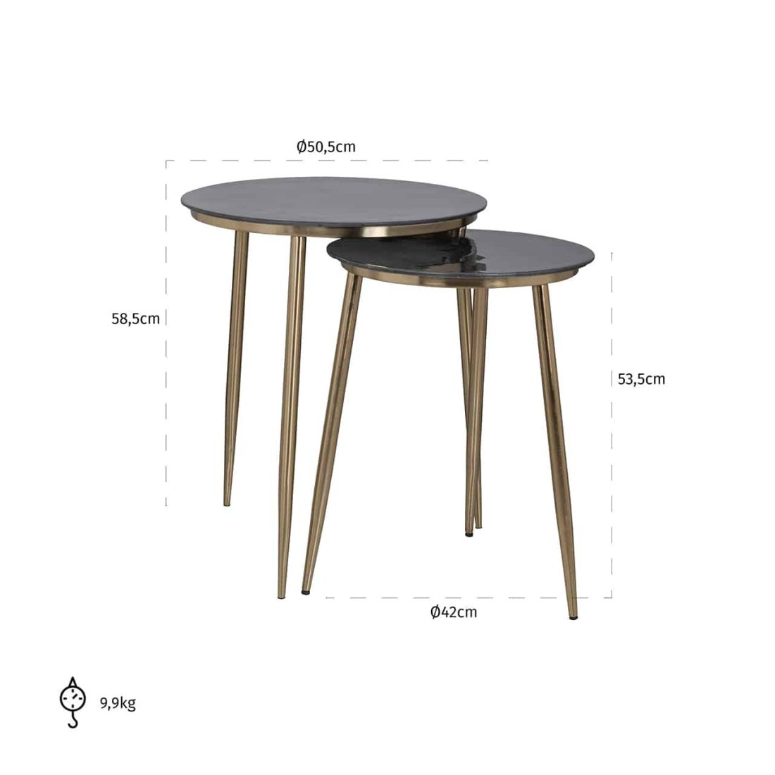 Richmond Interiors Bijzettafel Finley Set Van 2 Aluminium
