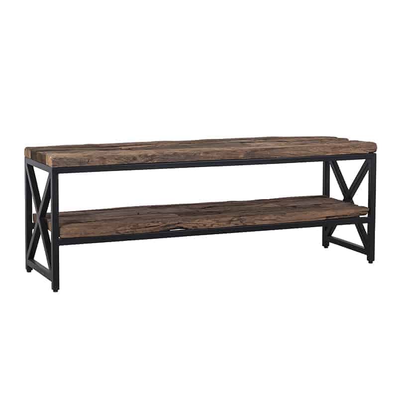 Richmond Interiors Tv Meubel Kensington 140x40x50 Cm Zwart Onderstel Gerecycled Hout