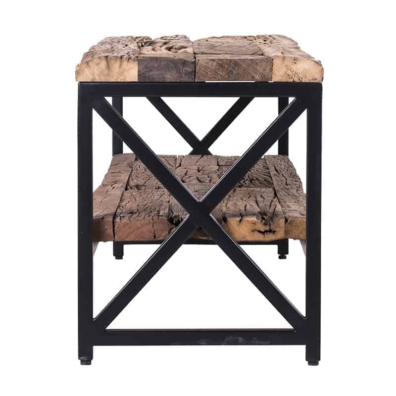 Richmond Interiors Tv Meubel Kensington 140x40x50 Cm Zwart Onderstel Gerecycled Hout
