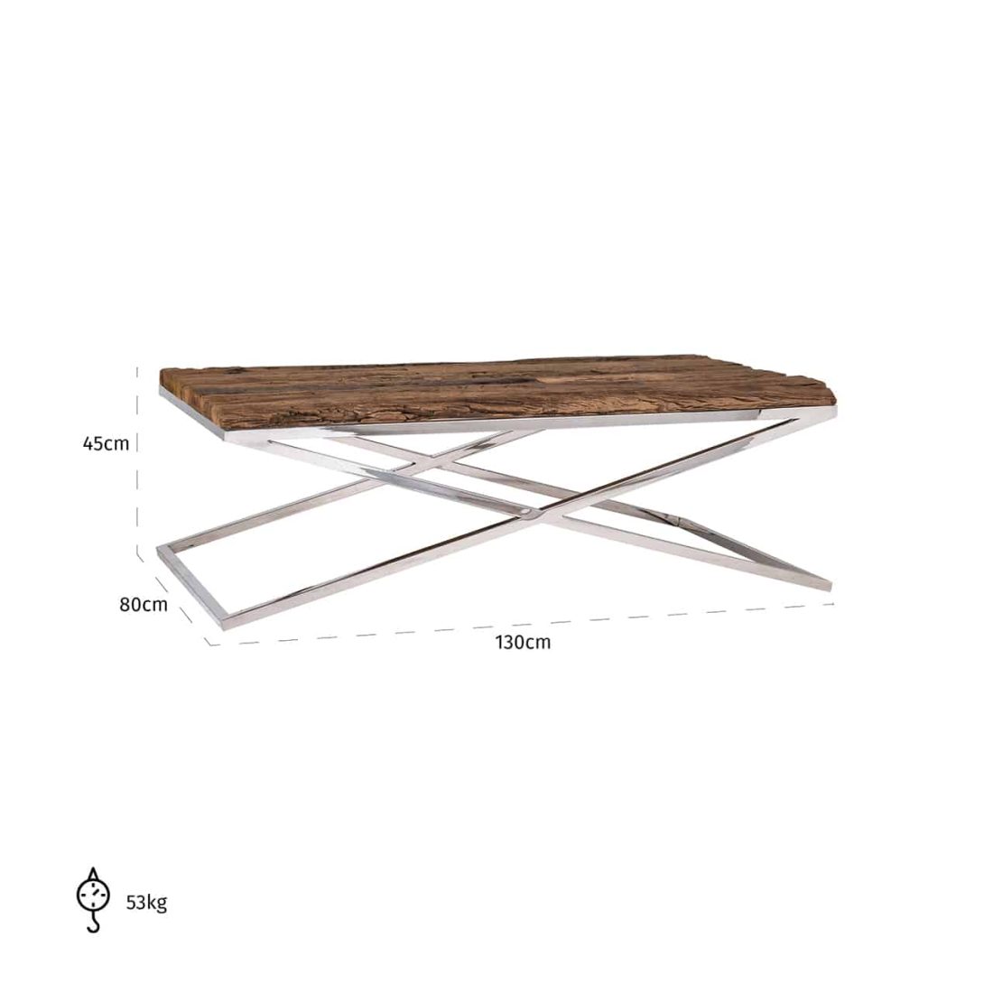 Richmond Interiors Salontafel Kensington 130x80x45 Cm Gerecycled Hout