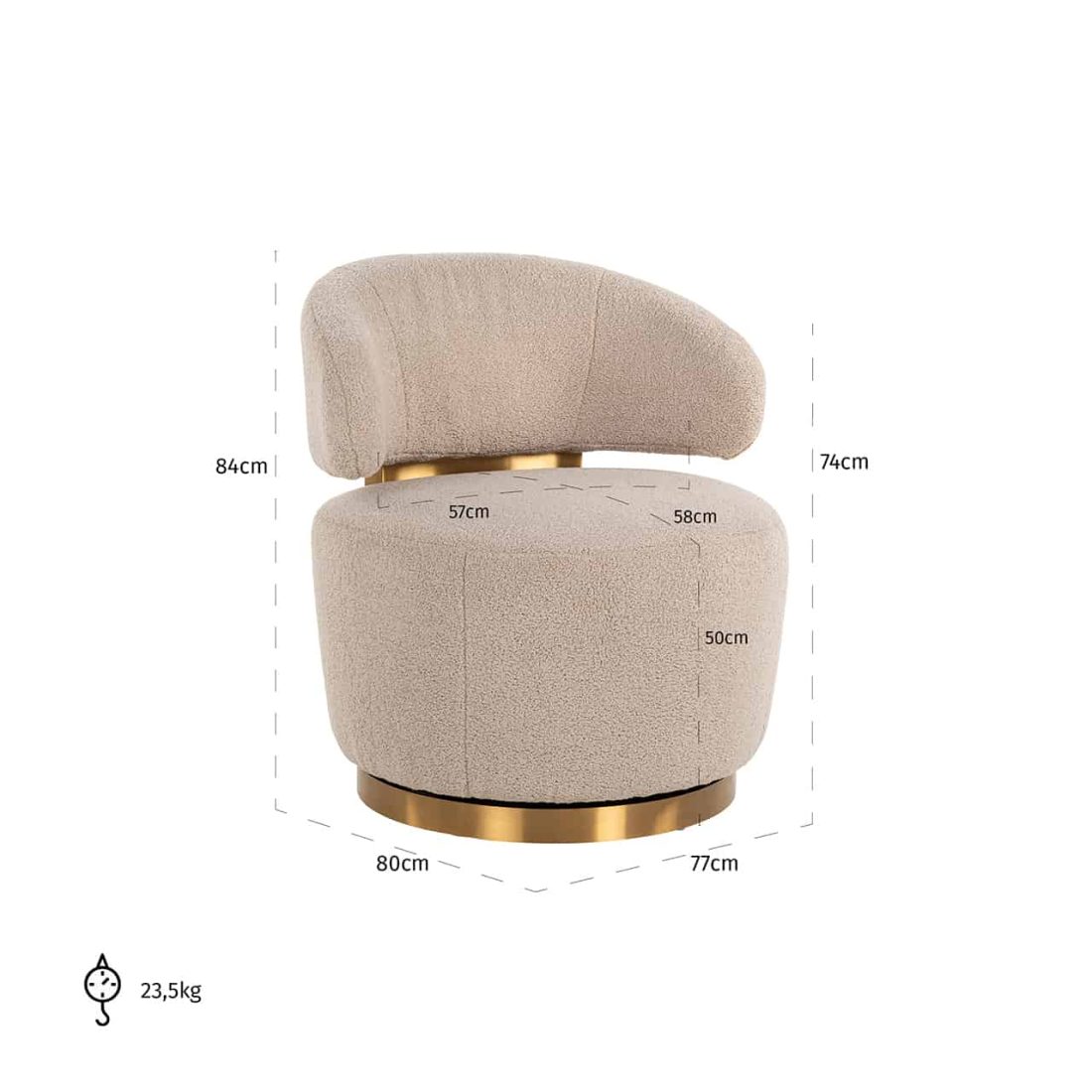 Richmond Interiors Draaifauteuil Maxime Sand