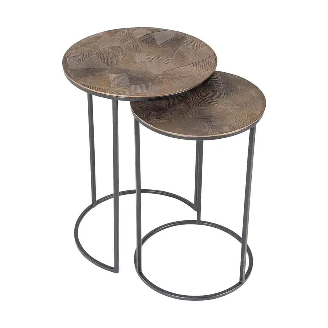 Richmond Interiors bijzettafel Tulum set van 2 aluminium