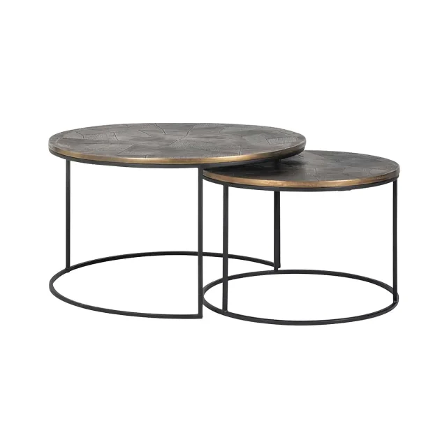 Richmond Interiors Salontafel Tulum set van 2 aluminum