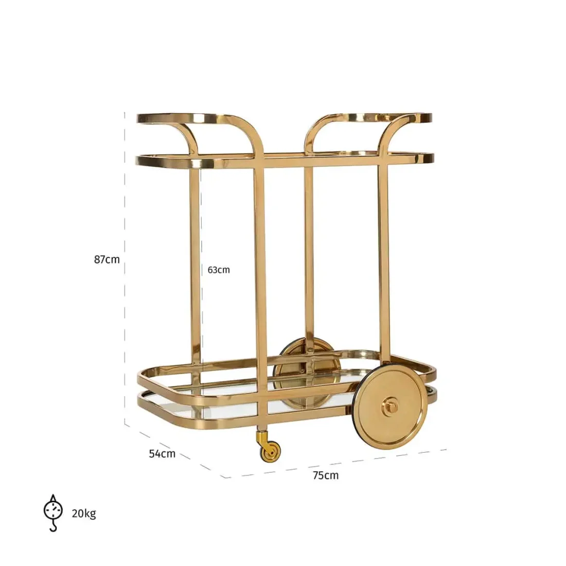 Richmond Interiors trollet X.O. 75x54x87 cm glas