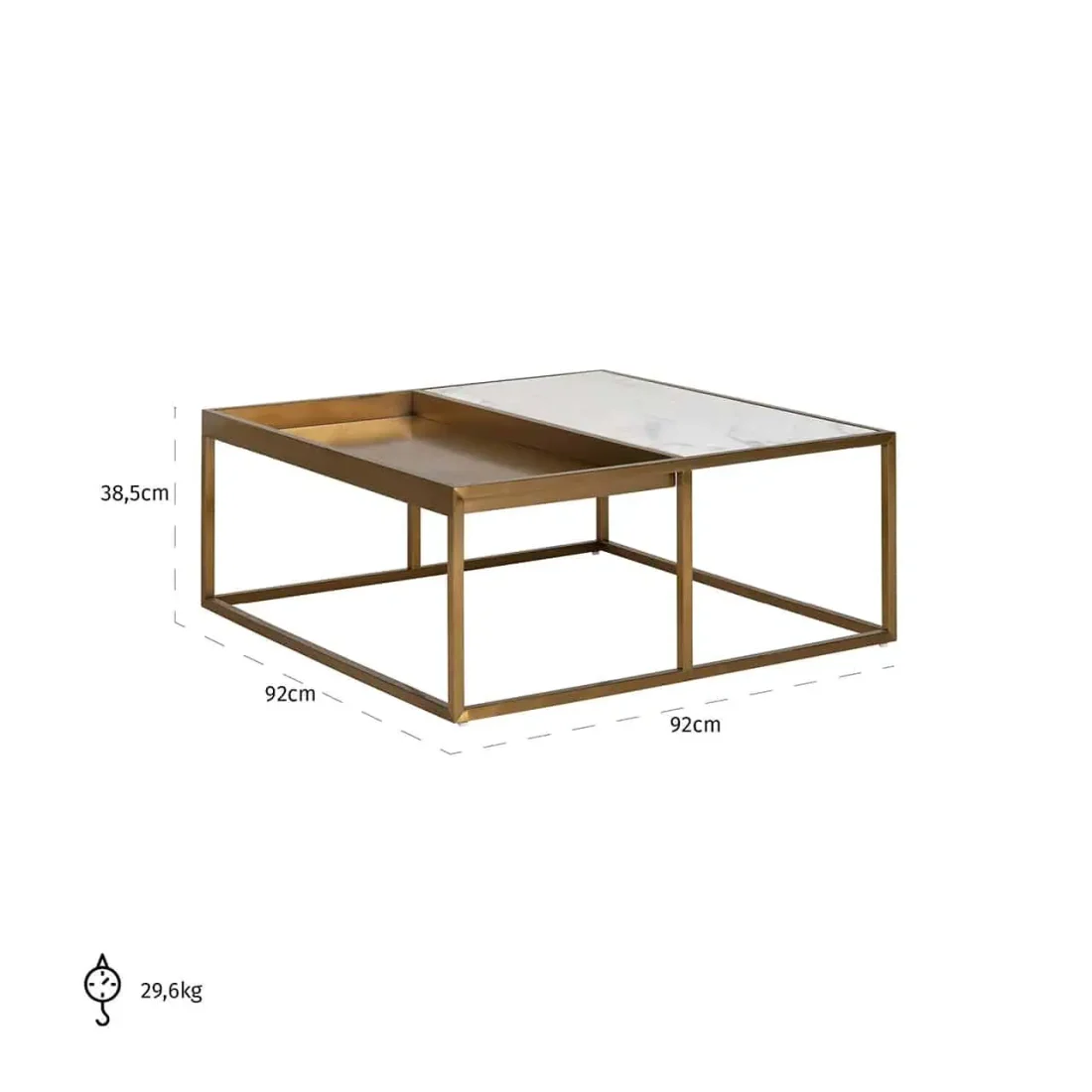 Richmond Interiors salontafel Duran 92x92x38,5 cm marmer