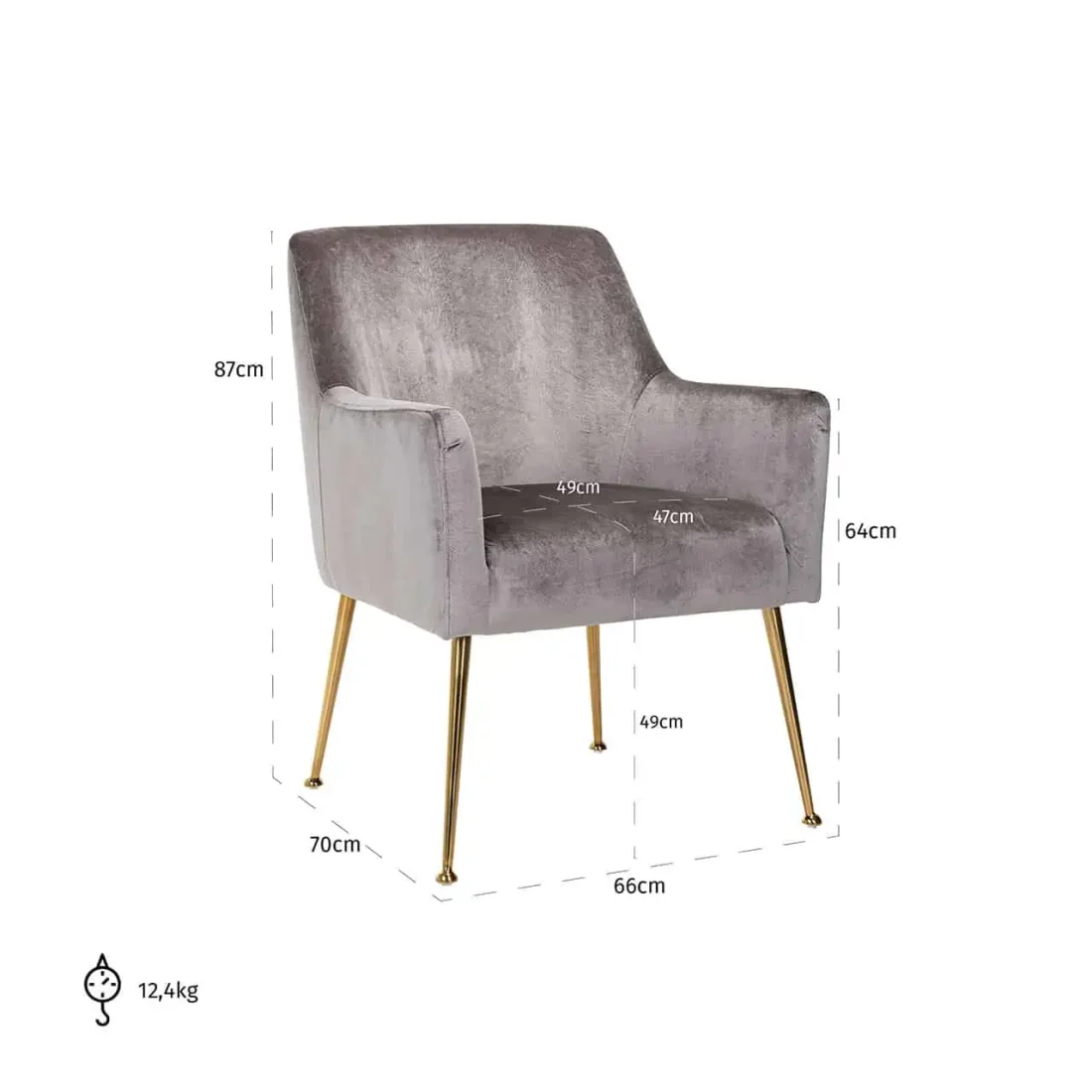 Richmond Interiors eetkamerstoel Harper met arm grijs