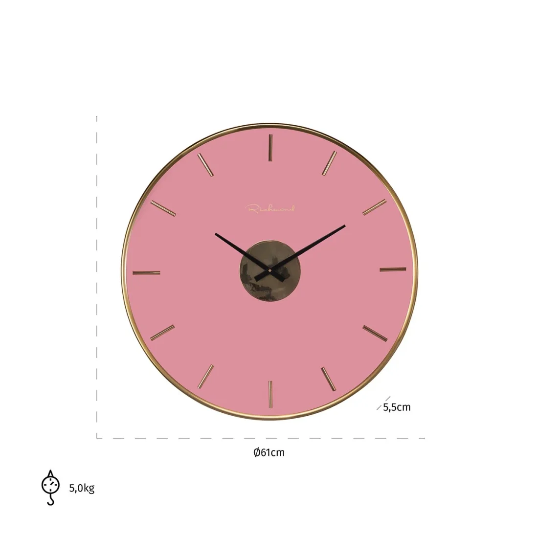 Richmond Interiors klok Ø61 cm Quincy roze