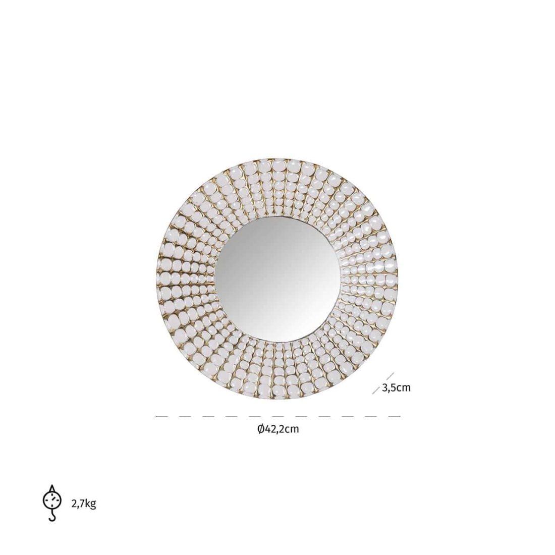 Richmond Interiors spiegel Lynde 42,5x3,5x42,5 cm wit