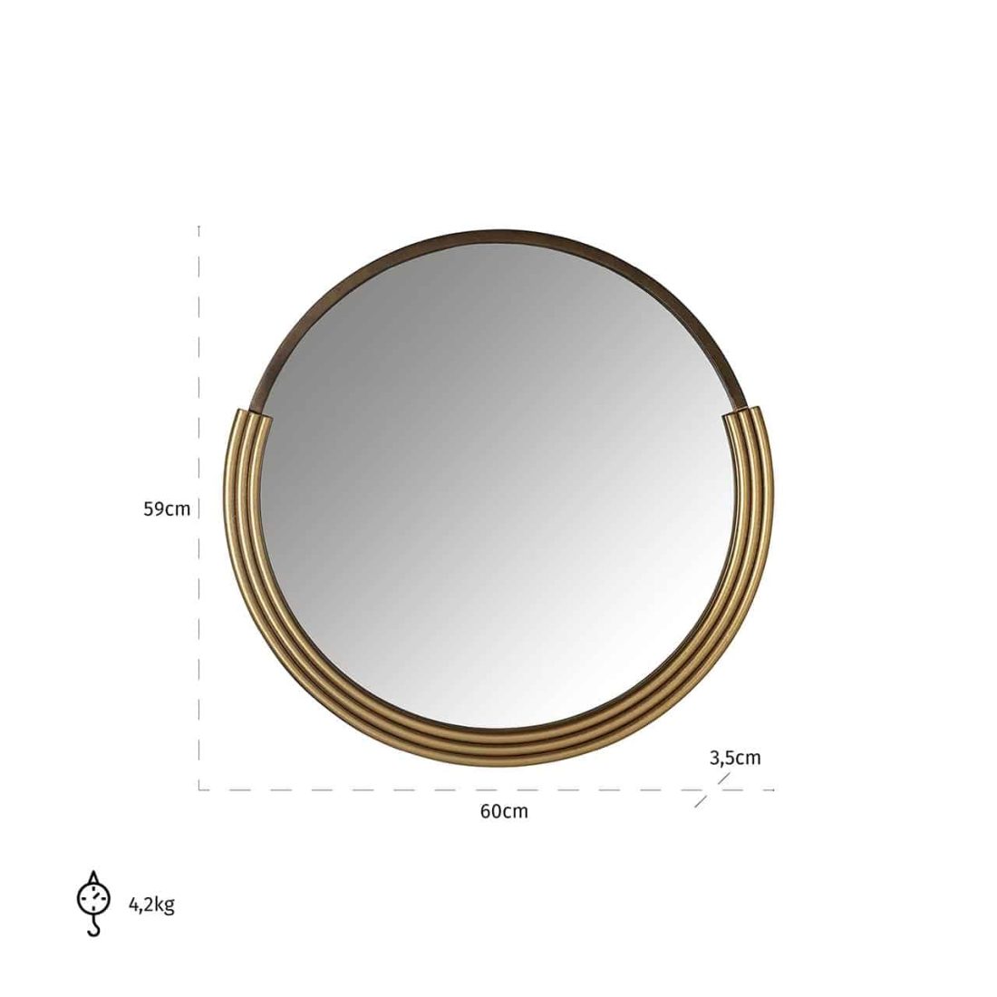 Richmond Interiors spiegel Afton 60x3,5x59 cm goud