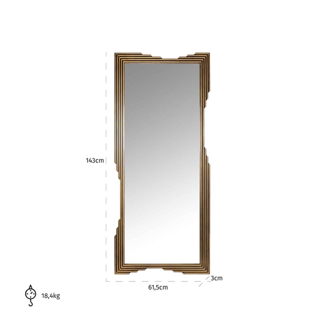 Richmond Interiors spiegel Evy 61,5x3x143 cm goud