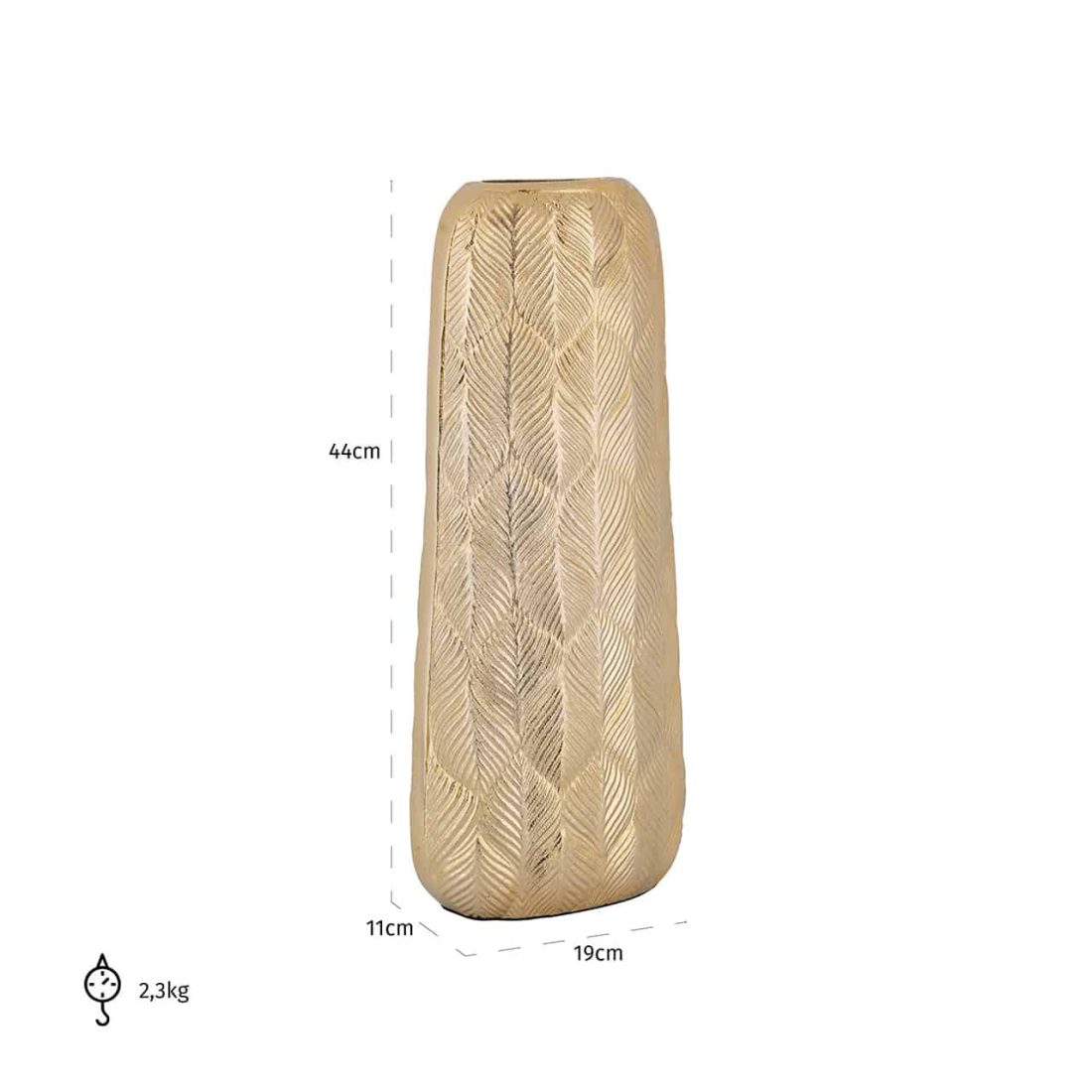 Richmond Interiors vaas 19x11x44 cm Mirthe aluminium goud