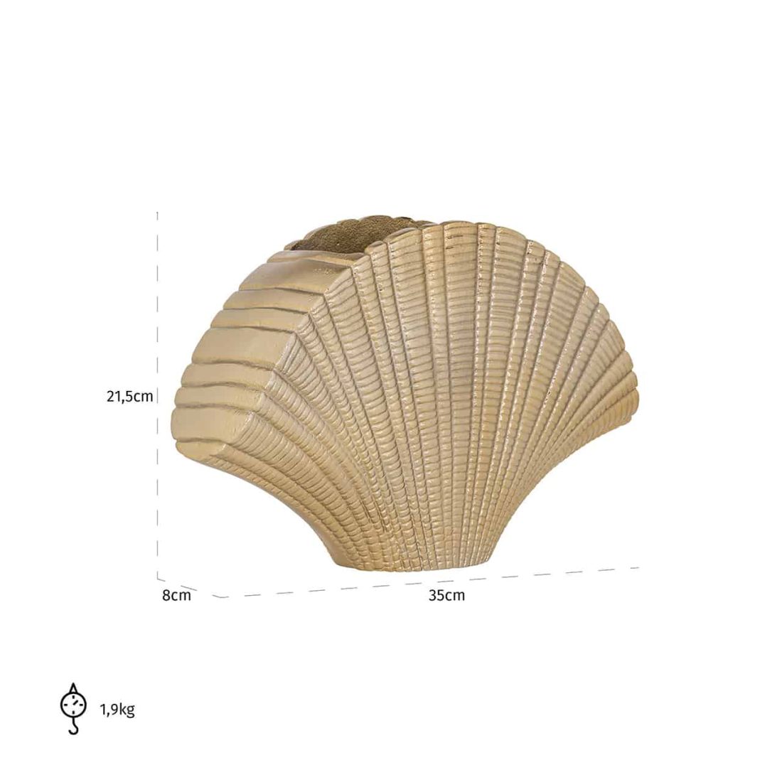 Richmond Interiors vaas 35x8x21,5 cm Shelly small aluminium goud