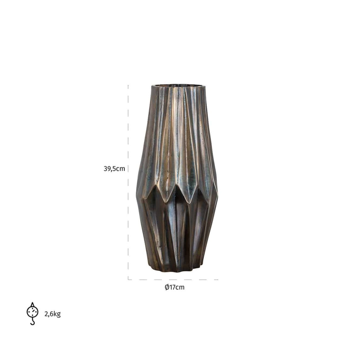 Richmond Interiors vaas Ø17x39,5 cm aluminium brons