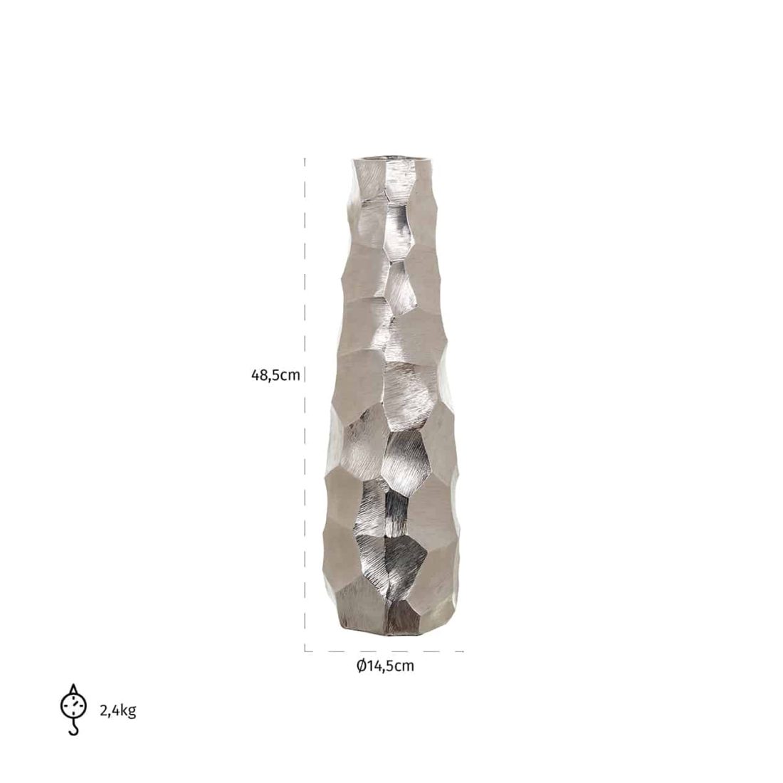 Richmond Interiors vaas Ø14,5x48,5 cm Callisto small aluminium zilver