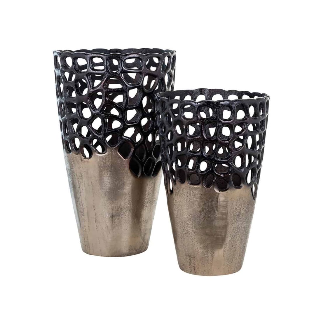Richmond Interiors vaas Ø27x40 cm Flore small aluminium zwart/goud