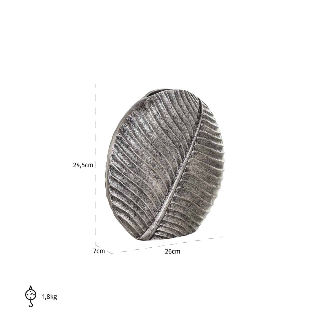 Richmond Interiors vaas 26x7x24,5 cm Shelena aluminium zilver