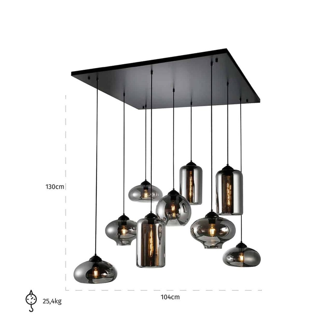 Richmond Interiors hanglamp 104x104x130 cm Axelle glas