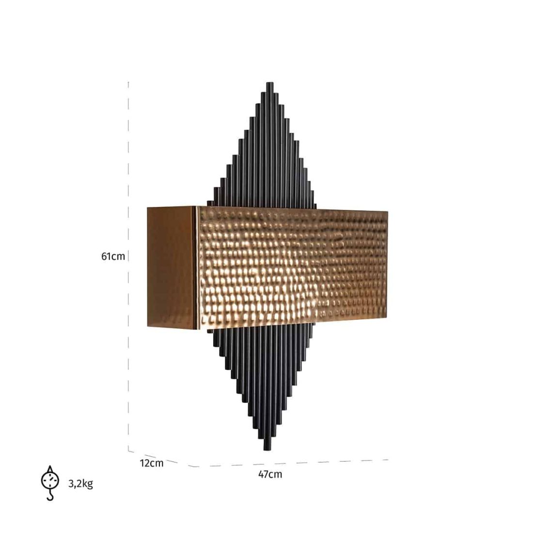 Richmond Interiors wandlamp 47x12x61 cm Loua metaal