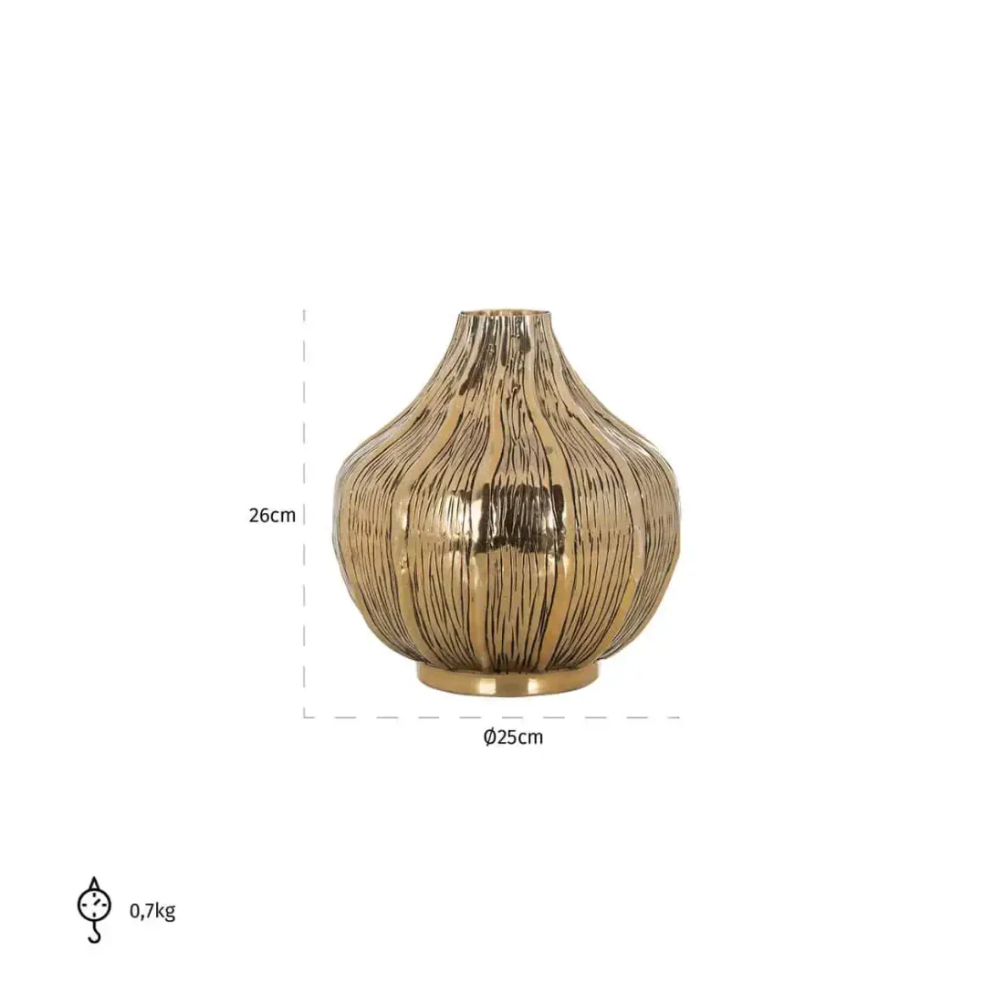 Richmond Interiors vaas 25x25x26 cm Aliyah aluminium goud