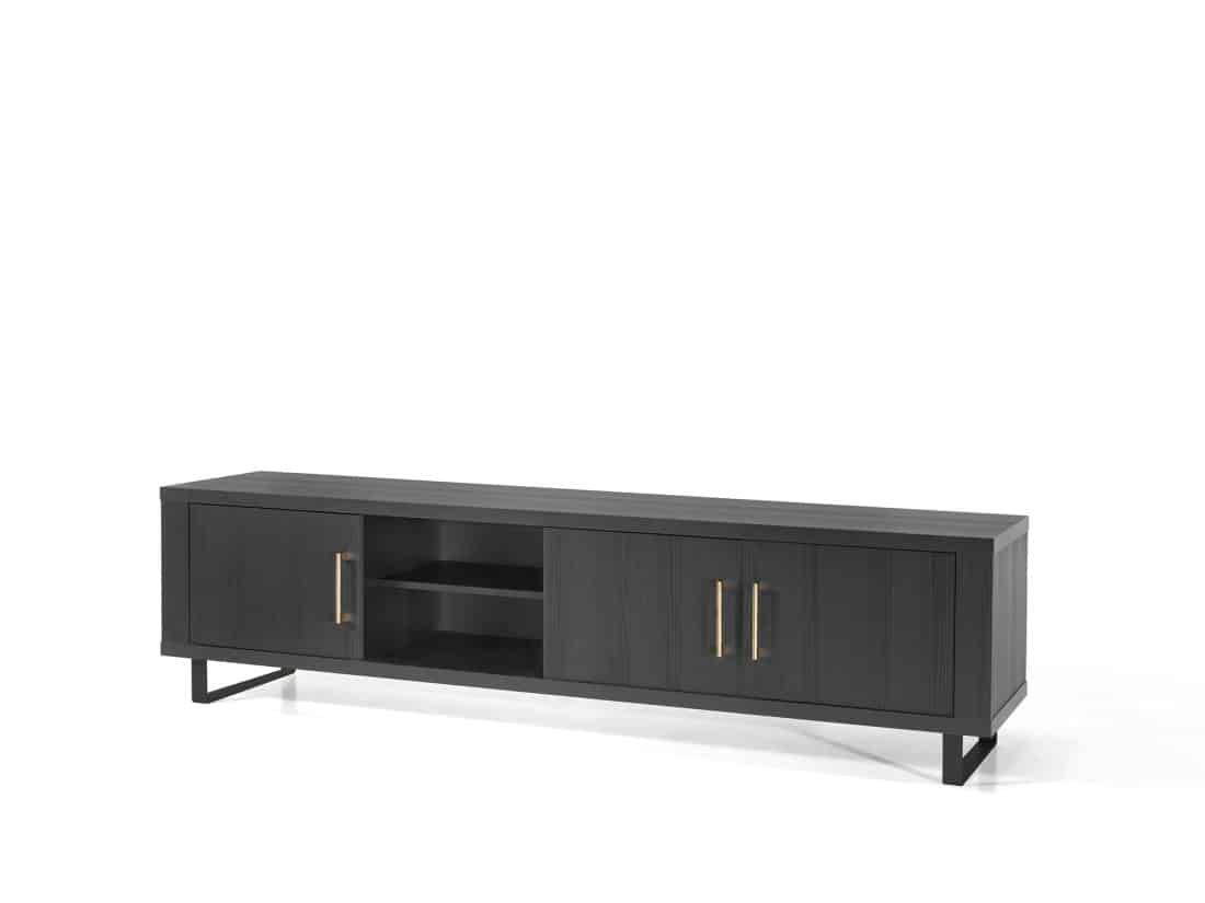 Tv meubel Morgane zwart 225x48x60 cm eiken