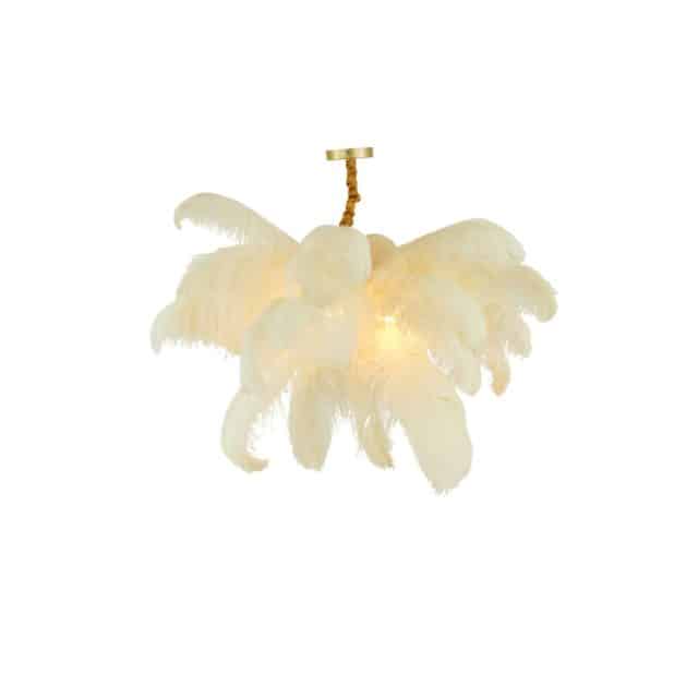 Light & Living hanglamp E14 Ø80 cm Feather goud+wit