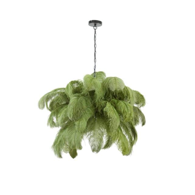 Light & Living hanglamp E14 Ø80 cm Feather zwart+groen