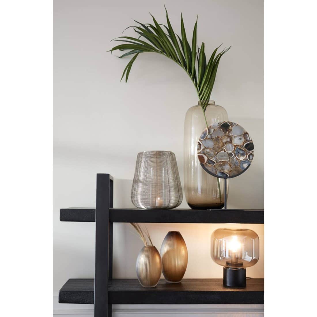 Light & Living tafellamp Ø29,5x33,5 cm Arturan glas grijs+mat zwart