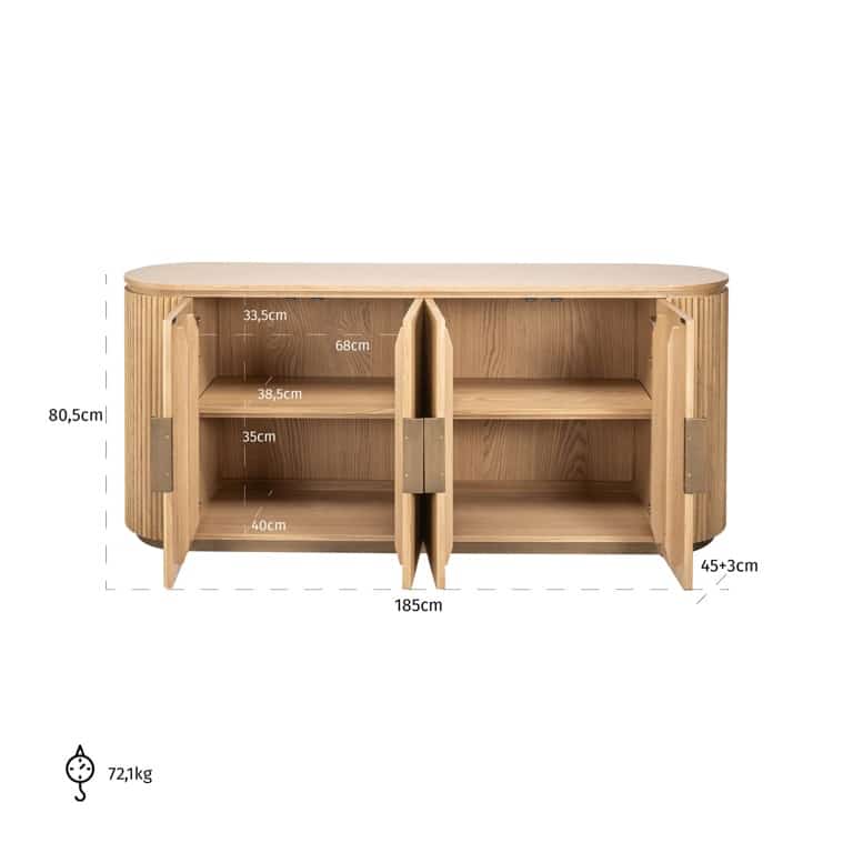 Richmond Interiors dressoir Belfort 185x45x80,5 cm eiken