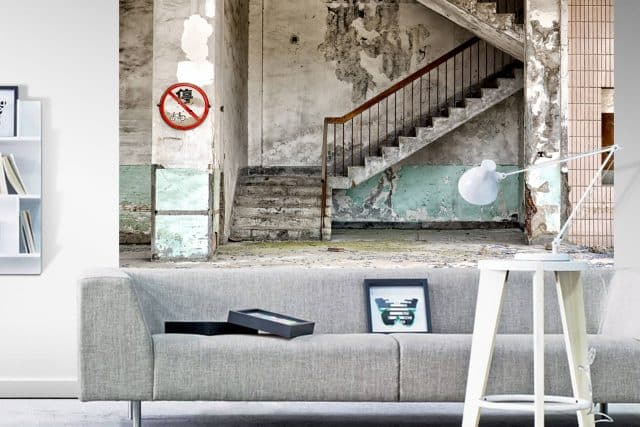 OPRUIMING Urban Cotton Amsterdam wandkleed Concrete Stairs