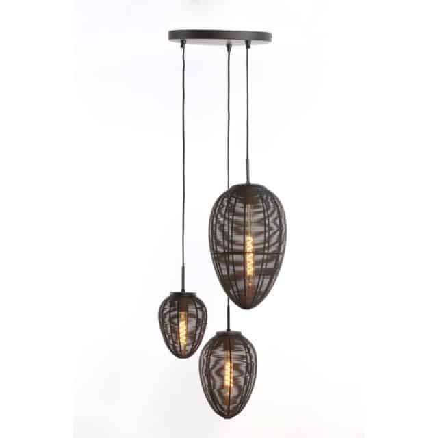 Light & Living hanglamp 3L Ø36x97 cm Yaelle mat zwart