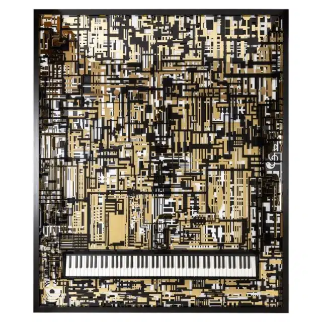 Richmond Interiors Schilderij Wall art Piano Wibi zwart/ goud