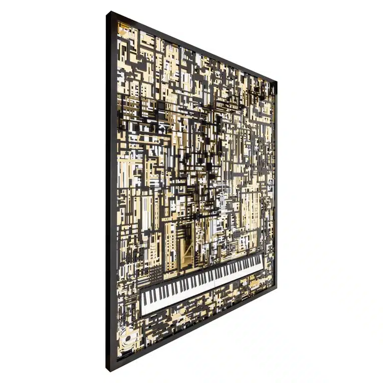 Richmond Interiors Schilderij Wall art Piano Wibi zwart/ goud