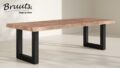 Bruuts eettafel rechthoek Live edge 7,5 cm u onderstel metaal