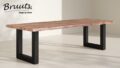 Bruuts eettafel rechthoek live edge 5 cm u onderstel metaal