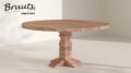 bruuts eettafel rond rechte rand kloosterpoot hout r matt lacquer