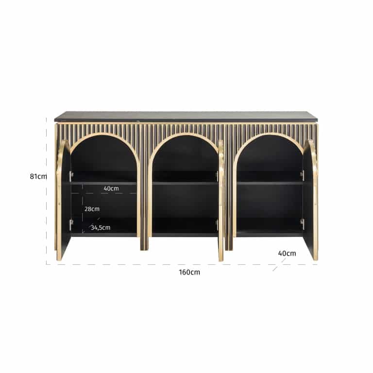 Richmond Interiors Dressoir Les Arcs 160x40x81 Cm Marmer