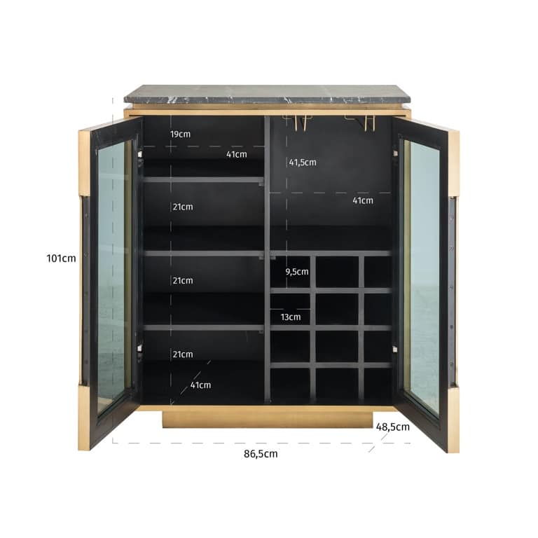 Richmond Interiors dressoir Finsbury 2-deurs 86,5x48,5x101 cm marmer afmetingen