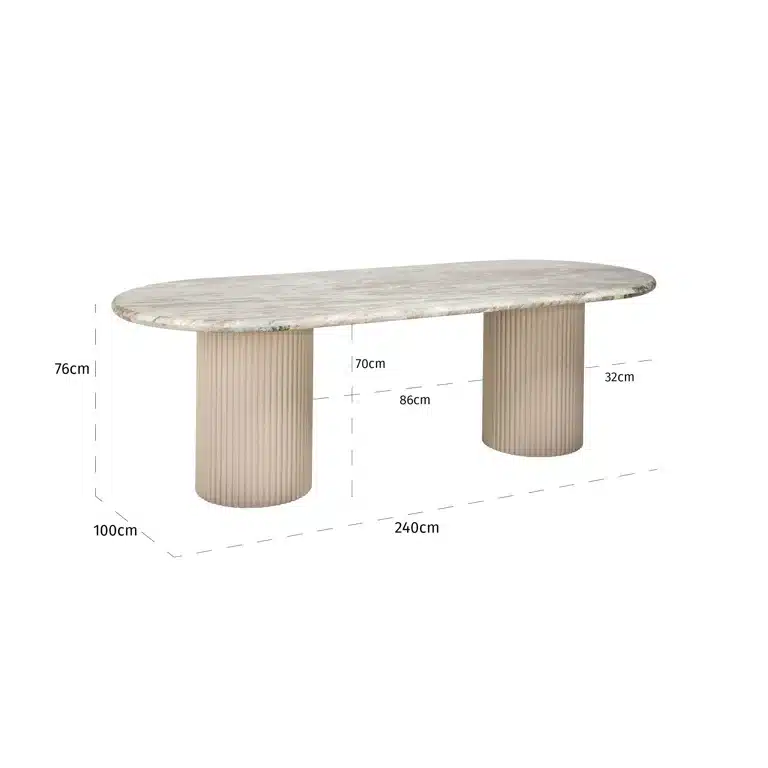 Richmond Interiors eettafel Coronel 240x100x76 cm marmer afmeting