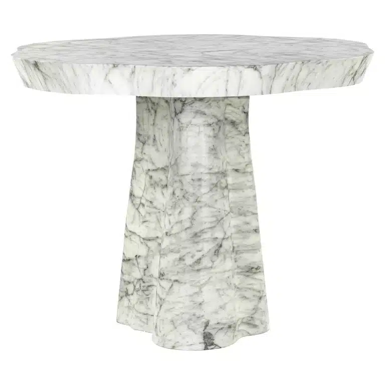 Richmond Interiors eettafel Rockyard 100 cm rond marmer zijkant