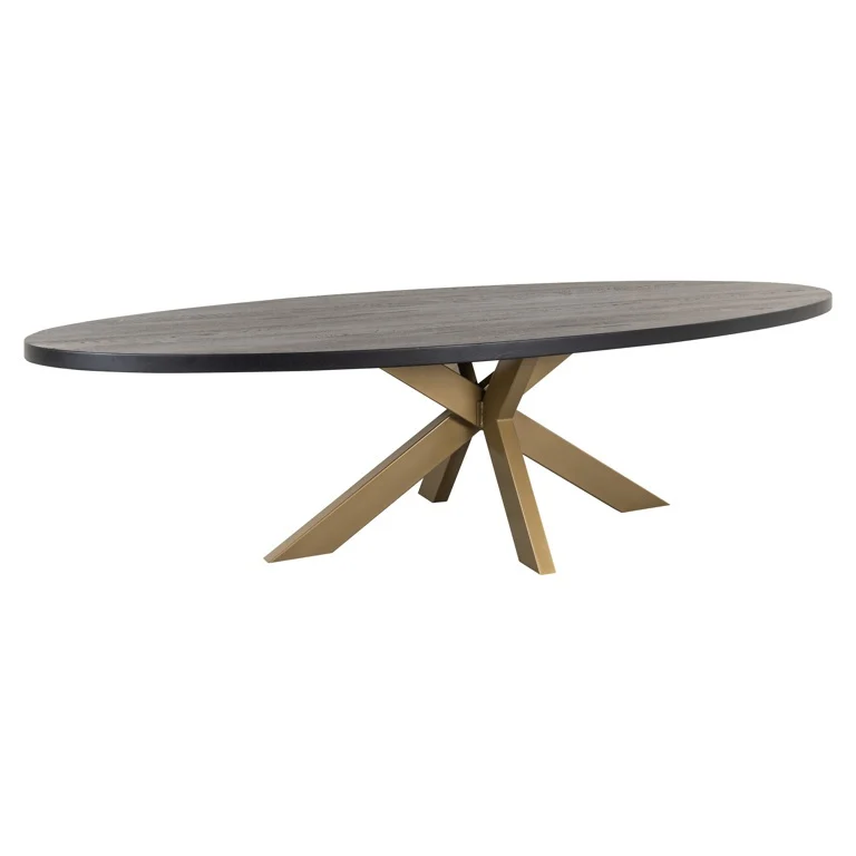 Richmond Interiors eettafel Watson 300 cm spinpoot goud eiken