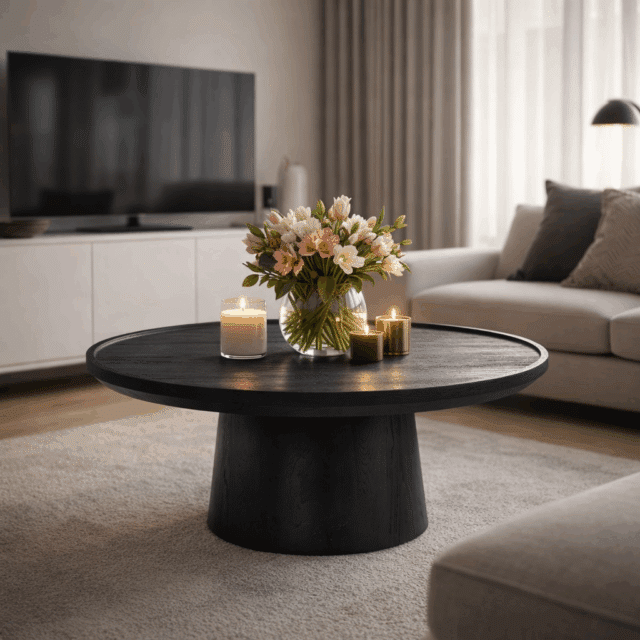 Eleonora salontafel Ron 80x80x32 cm mangohout zwart