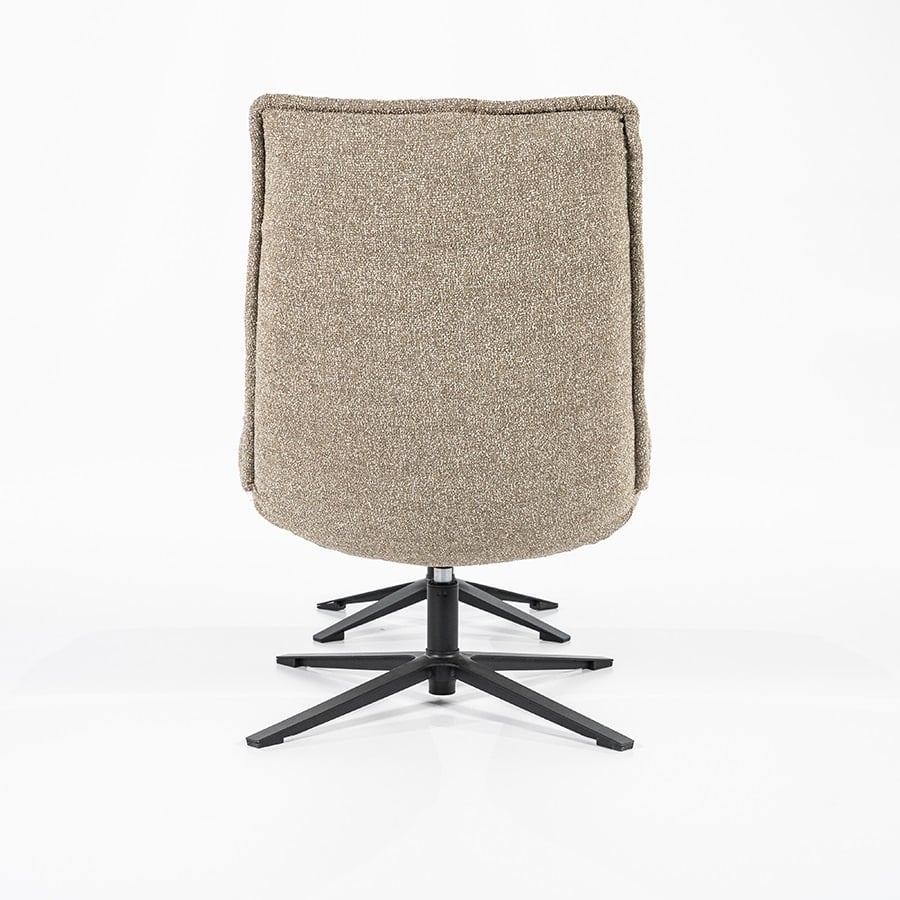 Achterkant Eleonora fauteuil Marcus draaibaar beige met voetenbank