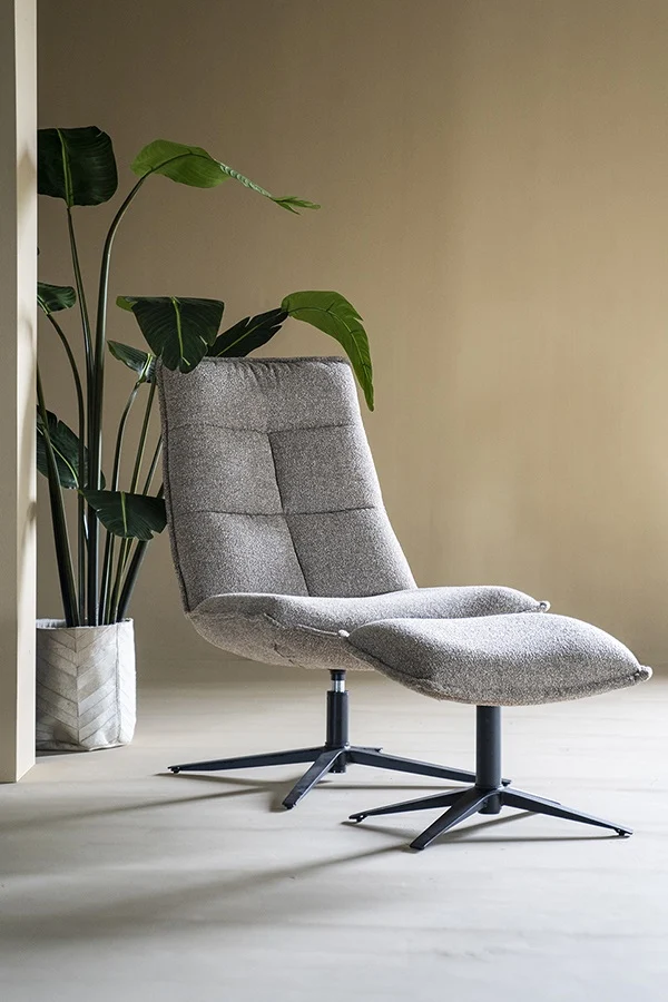 Eleonora fauteuil Marcus draaibaar beige met voetenbank