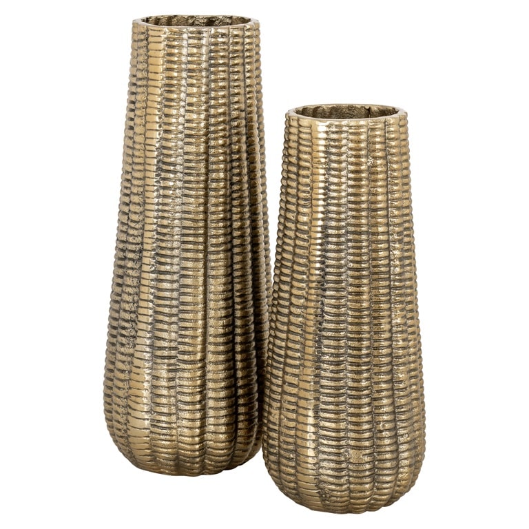 Richmond Interiors vaas 14,5x14,5x35 cm Loran klein aluminium goud